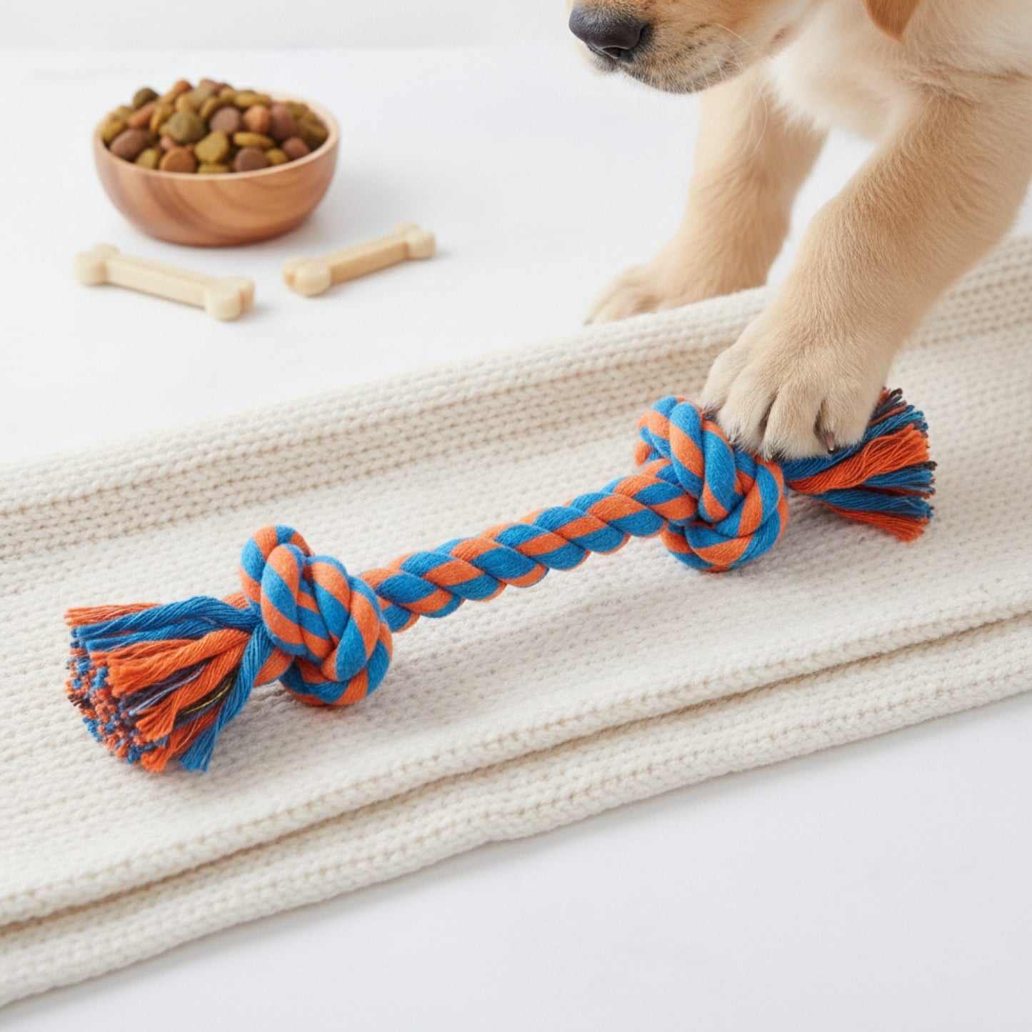 Corde à Mordre Résistante pour Chien - Jouet double Nœud