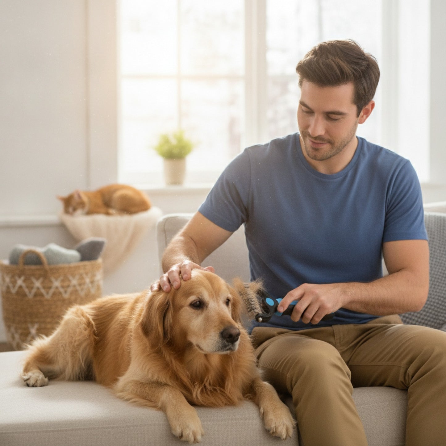 Brosse Démêlante Professionnelle pour Chiens et Chats - Peigne Anti-Nœuds et Épilateur de Poils