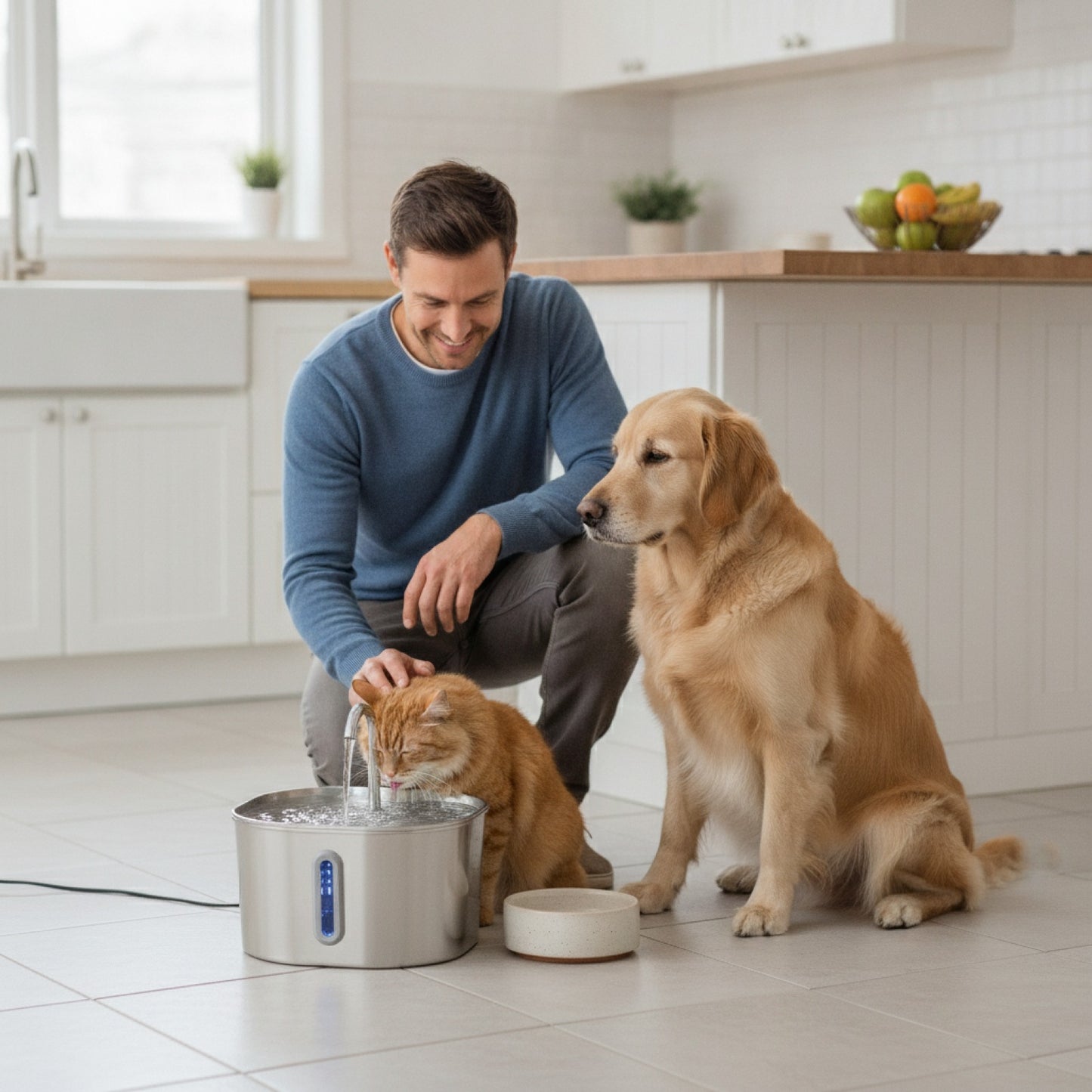 Fontaine à Eau Automatique pour Chat et Chien ZYFeeder 2.2L en Acier Inoxydable