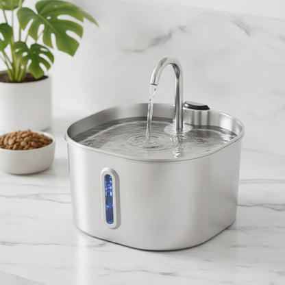 Fontaine à Eau Automatique pour Chat et Chien ZYFeeder 2.2L en Acier Inoxydable