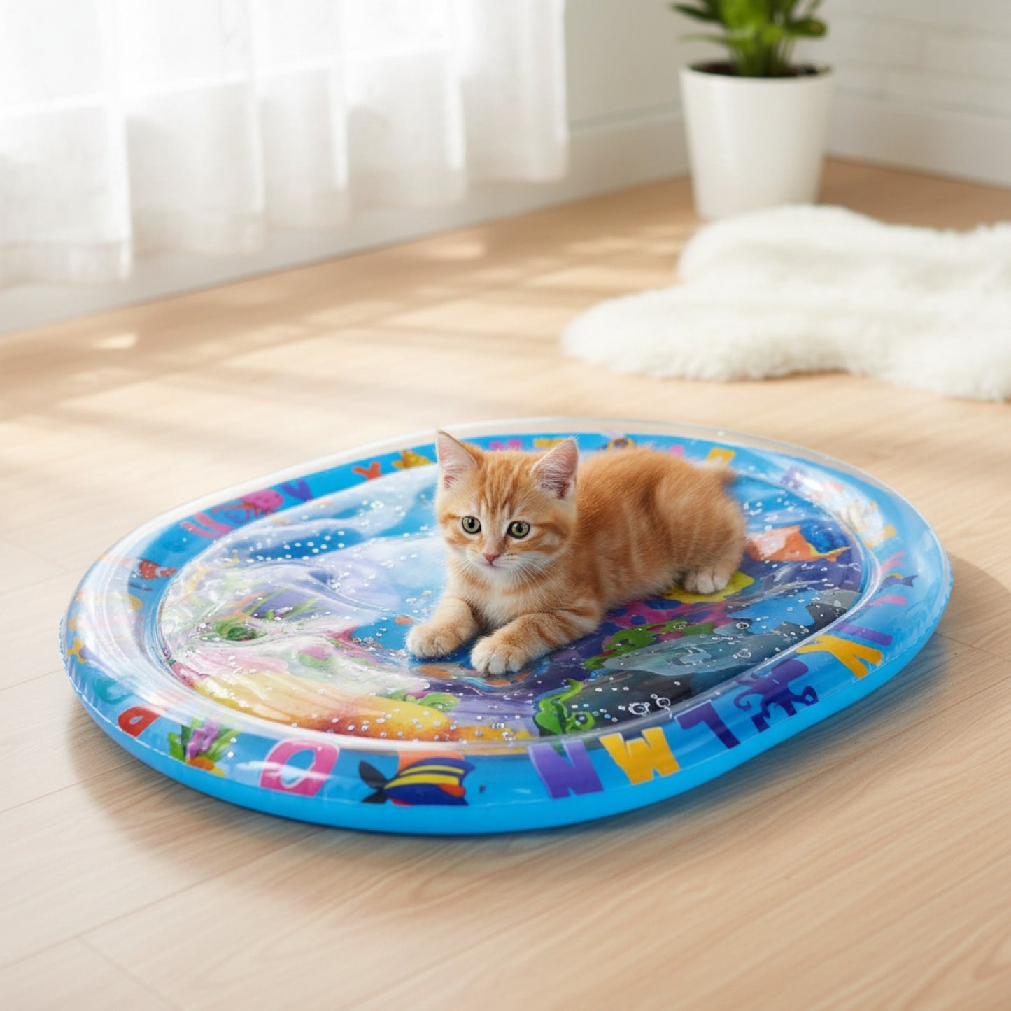Tapis de jeu d'eau sensoriel pour chats et chiens - Jouet interactif gonflable