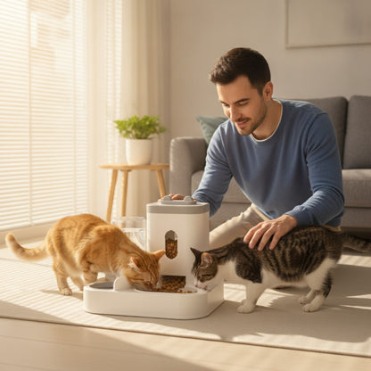 Mangeoire Automatique pour Chien et Chat avec Fontaine d'eau Intégrée - Grande Capacité