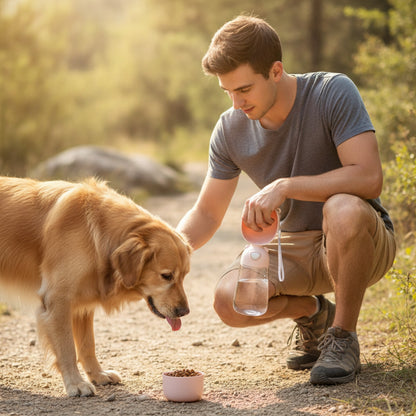 Bol d'eau Portable pour chien et chat avec distributeur de nourriture - Idéal pour le voyage