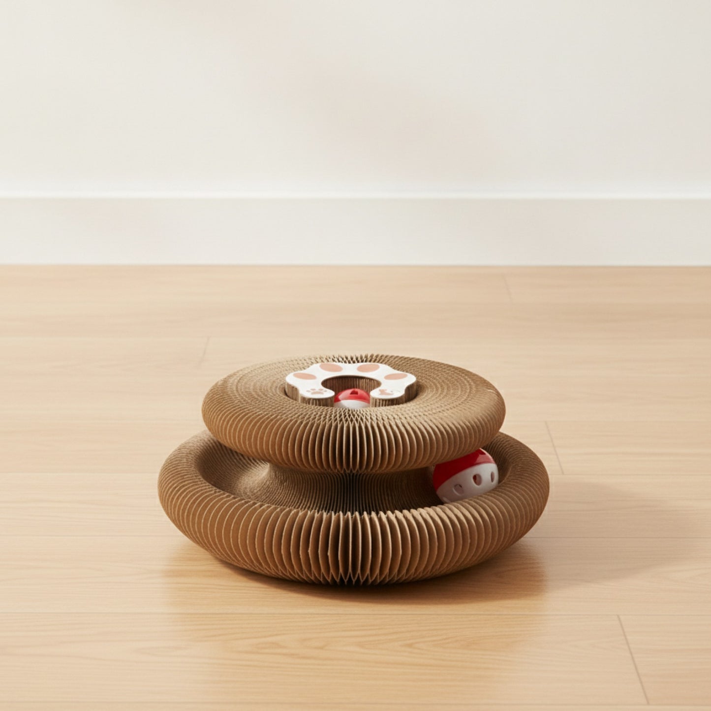 Gratte-chat pliable en carton avec clochette et herbe à chat - Jouet interactif pour chatons