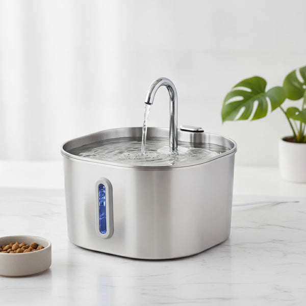 Fontaine à Eau Automatique pour Chat et Chien ZYFeeder 2.2L en Acier Inoxydable